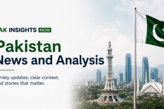 Pakistan news and analysis by Pak Insights Now featuring the Pakistan flag and Islamabad landmarks