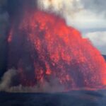 Kīlauea Volcano Eruption, Triple Lava Fountains and Ash Cloud Over Puna