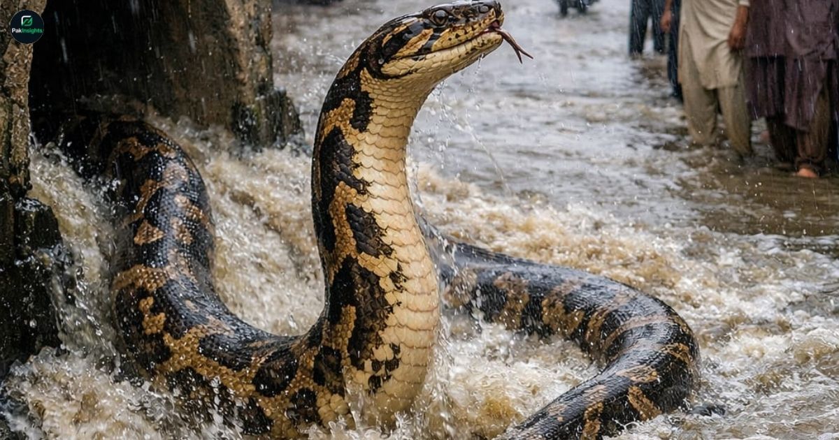 Giant 10-Foot Snake Spotted in Sialkot After Heavy Rainfall
