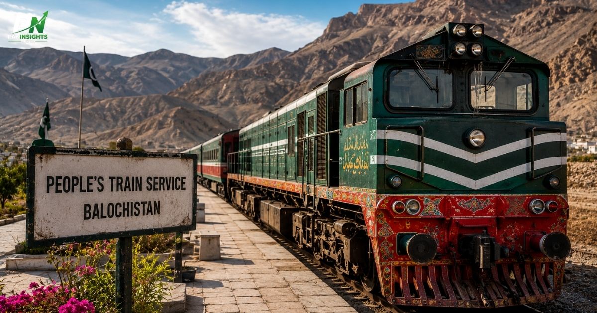 Balochistan People’s Train Service train operating on the Quetta, Saryab and Kachlak route.