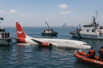 Karachi cargo plane crash search operation near Ormara involving Pakistan Navy and Air Force