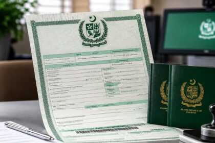 Parent completing NADRA B-Form requirements at registration center
